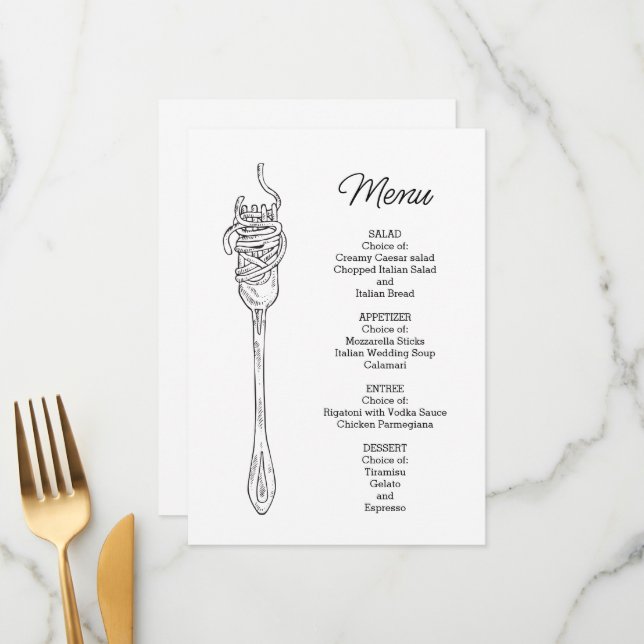 Menu Dîner de spaghettis  (Devant/Arrière en situation)