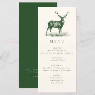 Menu Dîner élégant rustique cerf biche automne vert cha