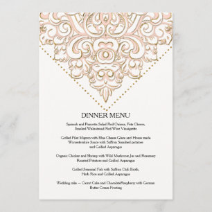 Menu Dîner Formel Élégant Lace Scroll Swirl