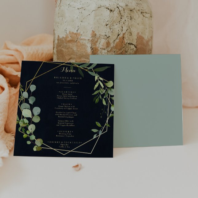 Menu Dîner Géométrique Gold Blue Green Calliing (Créateur téléchargé)