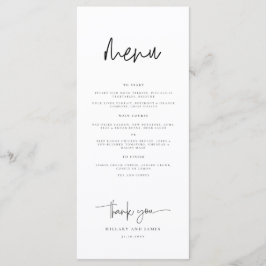 Menu Dîner Mariage de calligraphie Whimsical