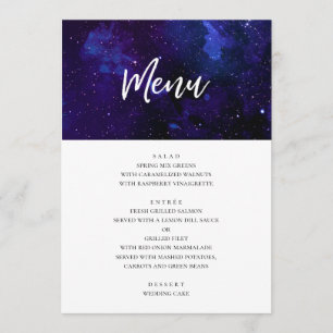 Menu Dîner mariage de l'espace. Les étoiles de nuit. Ma