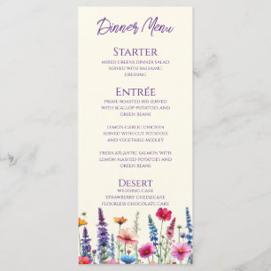 Menu Dîner mariage et Bar Menu-Symphonie Fleur sauvage