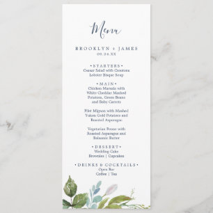 Menu Dîner Mariage Été Vert