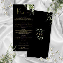 Dîner Mariage Monogram Verdure Noire Et Or