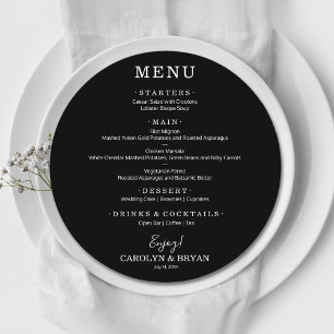 Menu Dîner Mariage noir simple et élégant