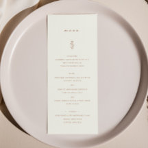 Menu Dîner Mariage simple Feuille Beige Terracotta