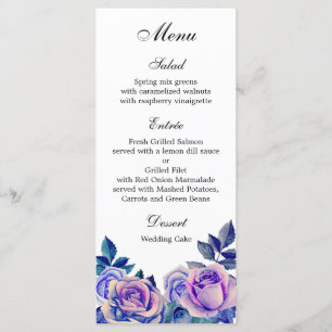 Menu dîner mariage violet rose menu Floral menu pa