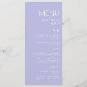 Menu Dîner moderne Pastel Blue Mariage