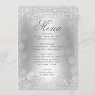 Menu Dîner Parties scintillant Argent Faux