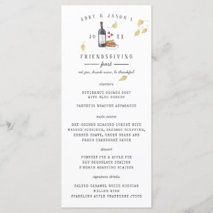 Menu Dîner Personnalisé Fête Thanksgiving