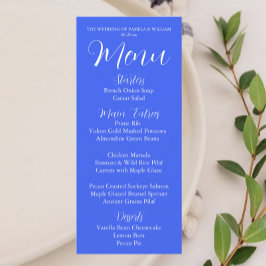 Menu Dîner Royal Blue Simple Style Mariage