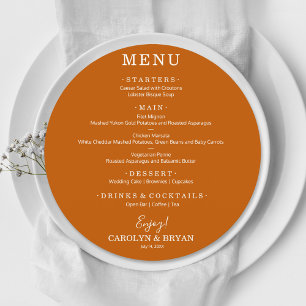 Menu Dîner simple Mariage orange brulé