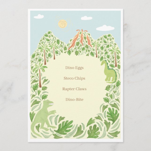 Menu Dino-Mite Party (Devant)