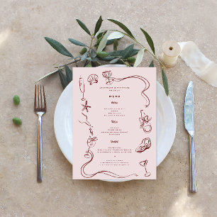 Menu Doodart rétro lunaire MARIAGE