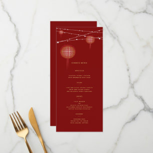 Menu Double bonheur Lanternes brillantes Mariage chinoi