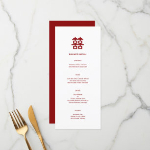 Menu Double bonheur minimaliste Mariage chinois simple