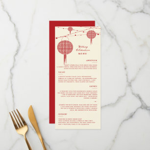 Menu Double Bonheur Red Lanterns Chic Mariage chinois