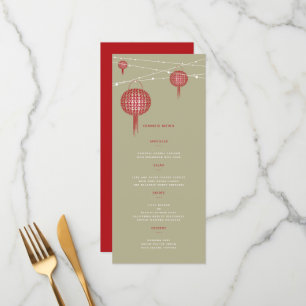 Menu Double Bonheur Red Lanterns Chic Mariage chinois