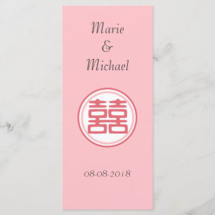 Menu Double Bonheur rose - rond