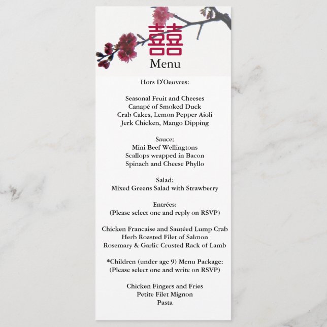 Menu double bonheur Sakura pour accueillir le prin (Devant)