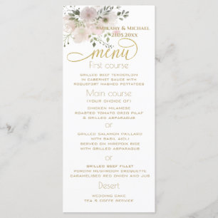 Menu Douce bohème romantique floral aquarelle rose tend