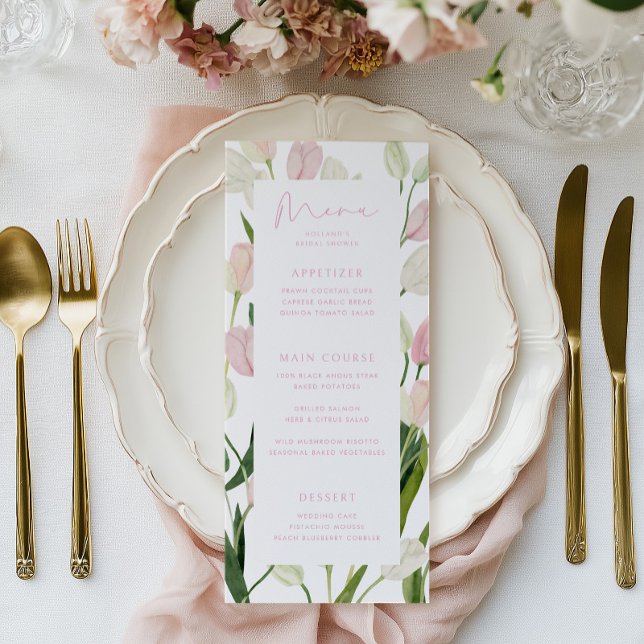 Menu Douce Fête de Mariage aux Tulipes Roses (Créateur téléchargé)