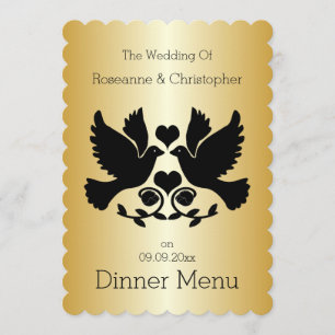 Menu Dove Black And Gold Mariage