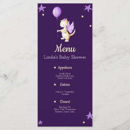 Menu Dragon mignon violet avec Baby shower de fille à b
