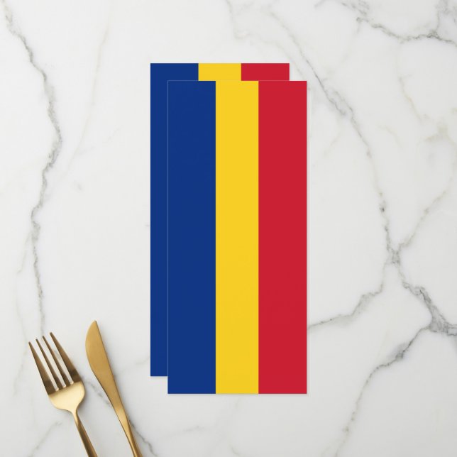 Menu Drapeau de Roumanie (Devant/Arrière en situation)