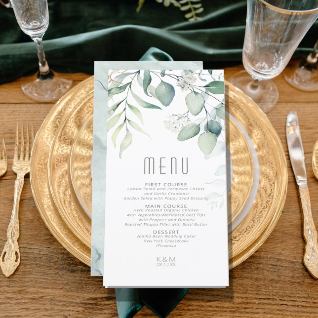 Menu Dreamy Greenery Mariage Green/Blue ID817 (Créateur téléchargé)