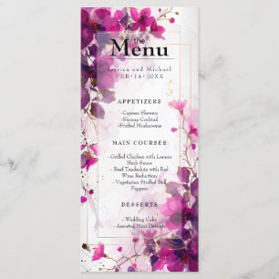 Menü & Drink Fuchsia Verzauberung: Wasserfarbe Menükarte