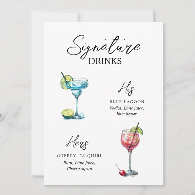 Menu Drinks de Assinatura em Aquarela (Devant)