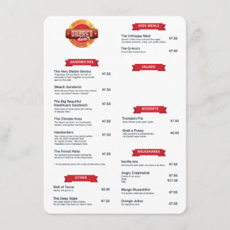 Menü "Drumpf's Diner" Menükarte