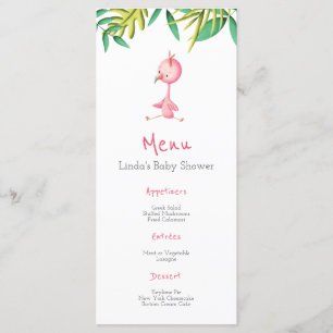 Menu du Baby shower de Flamant rose rose d'été tro