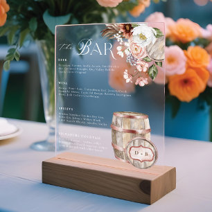 Menu du bar à boissons de mariage occidental bohèm