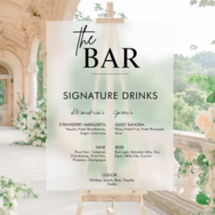 Menu du bar des boissons signatures de mariage noi