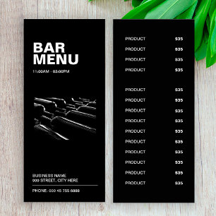 Menu du bar-restaurant noir moderne   Liste de pri
