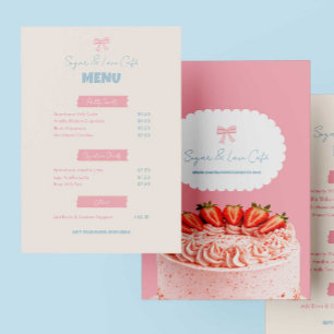 Menu du Café Pink Bow Pâtisserie sur mesure Pastel