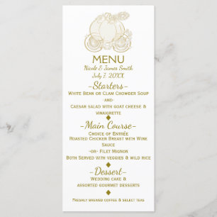 Menu du Carrosse en Cendres Dorées de la Princesse