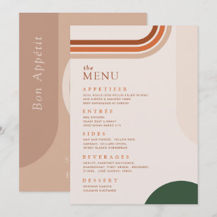 Menu du dîner Boho Arch Terracotta Rouille Beige
