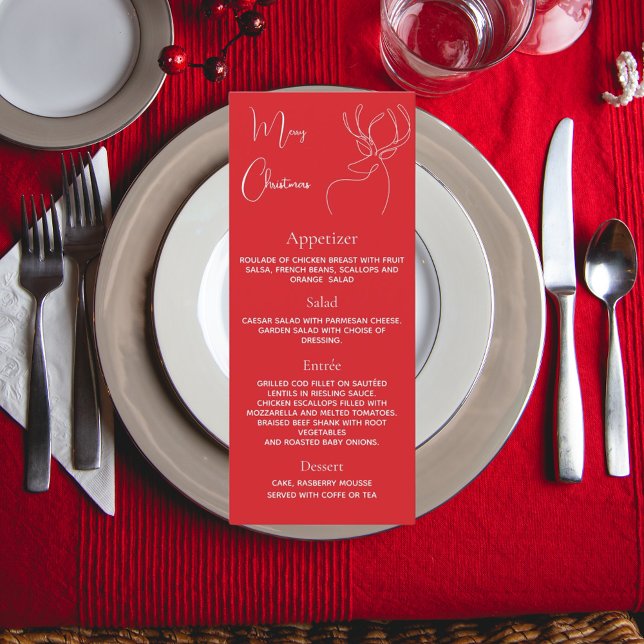 Menu du dîner de la fête de Noël avec renne rouge (Créateur téléchargé)