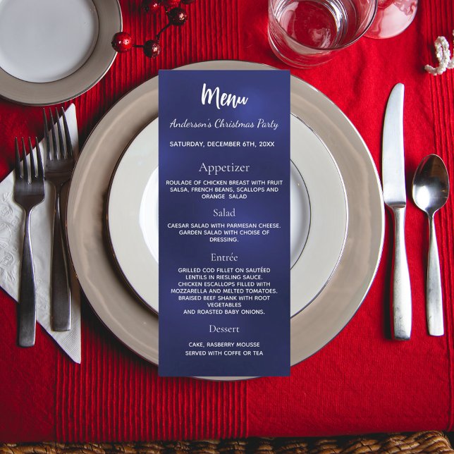 Menu du dîner de la fête de Noël bleue (Créateur téléchargé)