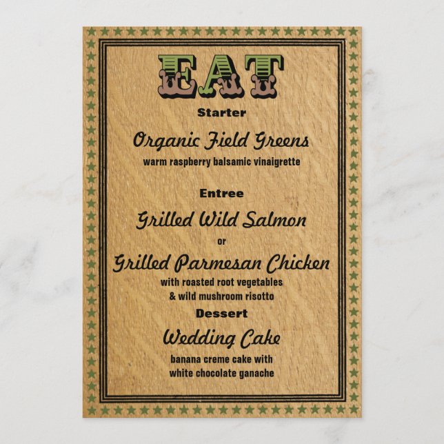 Menu du dîner de la réception de style occidental (Devant)