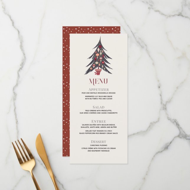 Menu du dîner de Noël (Devant/Arrière en situation)