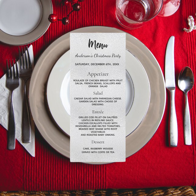Menu du dîner de Noël argenté (Créateur téléchargé)