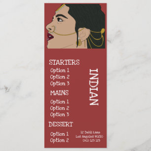 menu du dîner de restaurant indien