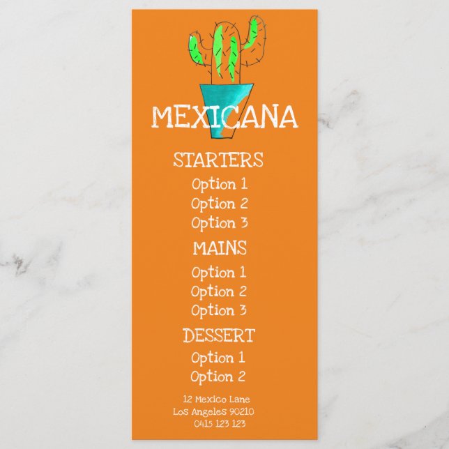 menu du dîner de restaurant mexicain (Devant)