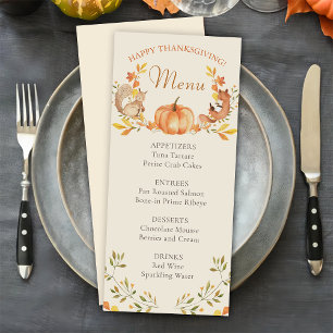 Menu du dîner de Thanksgiving avec citrouille et f