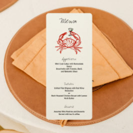 Menu du dîner festif de crabe Dessin de crabe